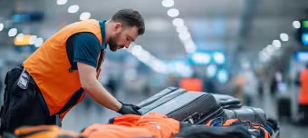 Сотрудник аэропорта что то ищет в чужом чемодане