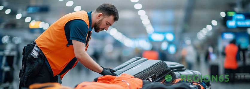 Сотрудник аэропорта что то ищет в чужом чемодане