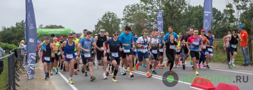 Старт участников дуатлона «Анивское взморье»