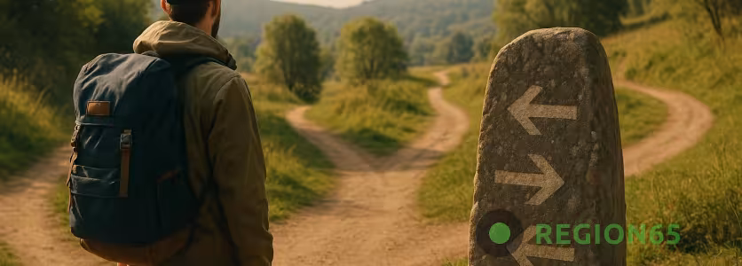 Турист на распутье трех дорог