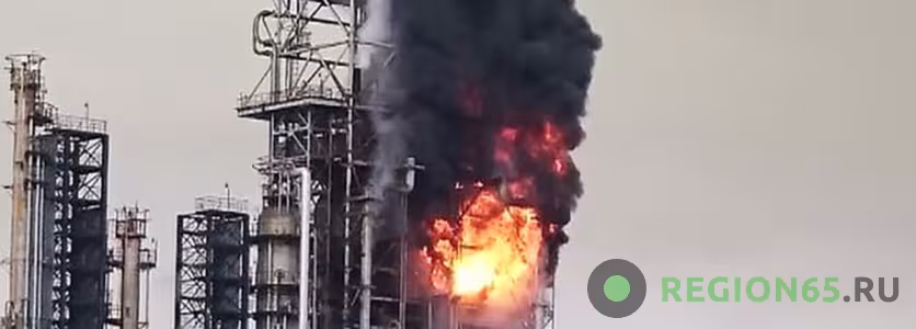 Пожар на нефтезаводе в Комсомольске-на-Амуре